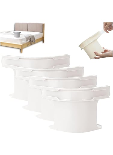 Bed Sheet Holder Set with Lock Strips Heavy Duty Bed Sheet Fasteners Non-Slip Lock Sheet Clips for All Size Mattress Blankets Bedding White-4PCS