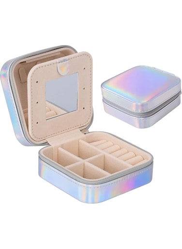 GraGra Travel Jewellery Box, Ring, Choker, Earring Boxes, Mini Portable Jewelry Organiser, Rings Earrings Necklace Jewelry Gift Box, PU Leather Jewlerrying Display Boxes with Mirror