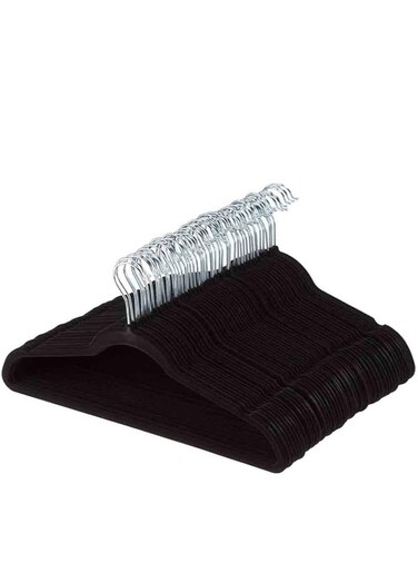 100-Piece Non Slip Velvet Hangers 360 Degree Swivel Coat Hangers Set 100pcs Black