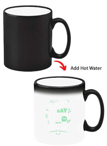 Color Changing Heat Sensitive Ceramic Mug, Image Revealed When HOT Liquid is Added! always say yes to