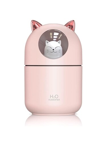 Portable Small Humidifier for Bedroom, 300ml Mini Cool Mist Humidifier with Night Light, USB Cable Auto Shut-Off, Ultra-Quiet, 2 Spray Modes,Air Humidifier for Women Kids Room Office Desk Car (Pink)