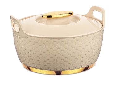 MAJESTIC GOLD CASSEROLE DLX 5000 ML-BEIGE   Super PU Insulation Hot Pot with Stainless Steel Inner Casing   Serving Dishes with Lids   Hot Food Storage Container &amp; Warmers