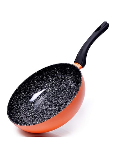 Fissman Deep Frying Pan 28cm, Non Stick Marble Coating Aluminum Fry Pan 8.1cm Deep Penetta Series   Induction Bottom Compatible for all Cooktops   Bakelite Handle   for Deep Frying, Cooking Omelette