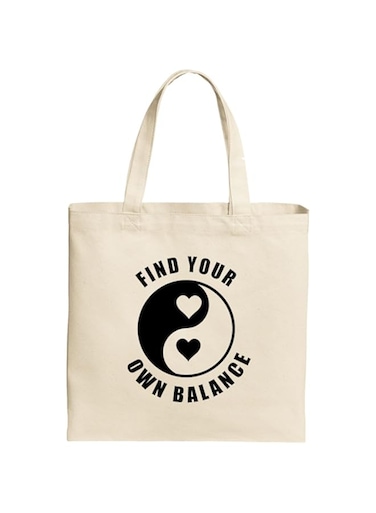 SPOIL YOUR WALL Positive Quote Yin-Yang ""Find Your Own Balance"" by   Shopping Bag 100% Cotton   Reusable JUTE BAG Natural Tote Bags   Size 38x42cm