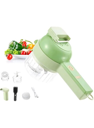 HALAMODO Handheld Electric Vegetable Cutter Set, Slicer, 4 in 1， Electric Garlic Mud Masher Chopper, Mini Cordless Food Processor for Garlic Chili Onion Celery Ginger Meat