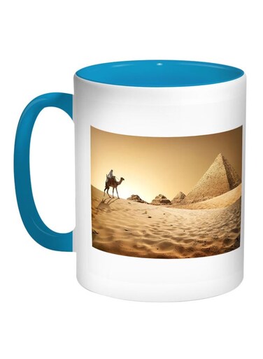 Pyramids Of Egypt Printed Coffee Mug Blue/White/Brown