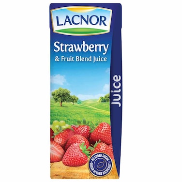 Lacnor Strawberry and Fruit Blend Juice No Added Sugar, 180ml