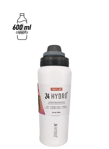 Double Wall Stainless Steel Hydro Sports Bottle White/Black/Grey 8.4x8.4x23.4cm