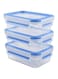 Emsa 508570 Clip &amp; Close Colour 3-Piece Set Of Food Storage Containers 0.55 Litres, Transparent/Blue