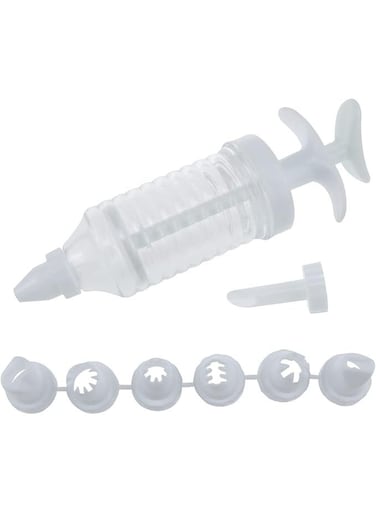 Cake Decorating Icing Syringe Set &acirc;&euro;&ldquo; 7 Nozzle Tips for Baking and Dessert Decoration