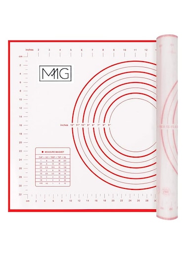 MMG 2Pcs Non-Stick Silicone Baking Mat Large 60x40cm Measuring Mat Glass Fibre Perfect for Bakers Kneading Pad Sheet is Heat Resistant And Oven-Safe