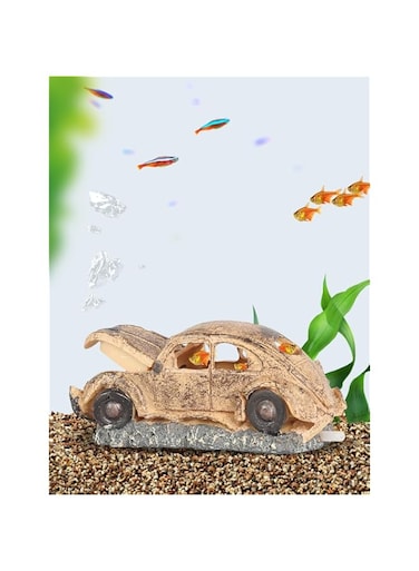 boxtech Ornaments for Aquariums, Landscape Decoration Fishtank Accessories Decor Artificial Poly Resin (Ornaments Car)