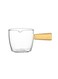 100 ML Clear Glass Mini Saucepan with Wooden Handle Small Sauce Cup, Easy Clean Non Stick Butter Warmer Pitcher for Heating Liquids Syrup Creamer and Serving Portions
