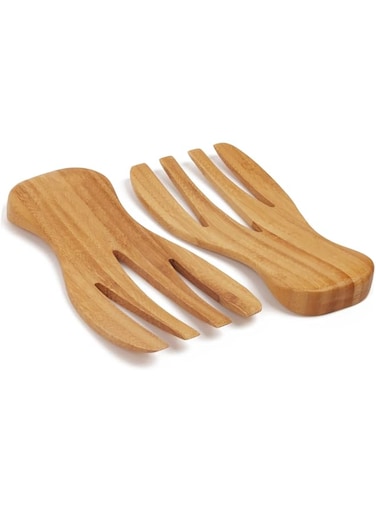 Qlben Salad Servers Bamboo Serving Tosser/Server Claws/Wooden Server Claws Stylish Design Best for Serving Salad, Pasta, Fruit Great On Your Kitchen Counter Pack of 2