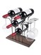 Tabletop Wood Wine Rack, Countertop Wine Holder Storage Stand for 4 Bottle Wine and 4 Glasses, Perfect for Home Decor, Bar, Wine Cellar, Basement, Cabinet, Pantry, Easy to Install, Vintage copper