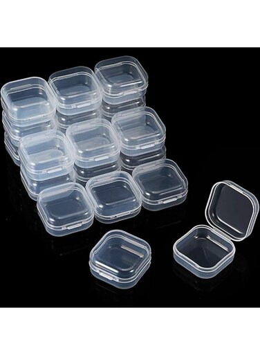 Khazna Rectangle Clear Plastic Containers 36 Pieces, Transparent Beads Storage Containers Box Jewelry Storage Box Case with Hinged Lid for Small Items Beads Jewelry