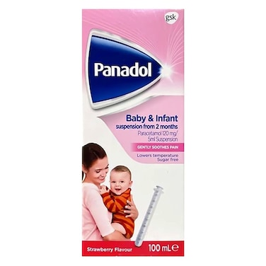 Panadol 120mg/5ml Paracetamol Suspension, Fever And Pain Relief For Baby &amp; Infant 100ml