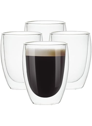 UMIZILI [4-Pack,12Oz] Glass Cups, Double Walled Thermo Espresso Glasses, Insulated Coffee Mugs, Drinking Glasses