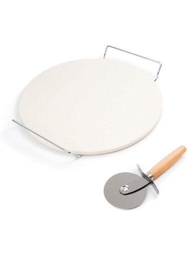 Fox Run Stone Set with Rack and Pizza Cutter, 1 EA, White