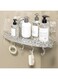 Tazweeq Corner Shower Caddy, Adhesive Bathroom Shower Organizer Detachable Shower Self, Removable Suction Cup Shower Shelf, with 4 Hooks Kitchen Caddy Spice Rack, Clear