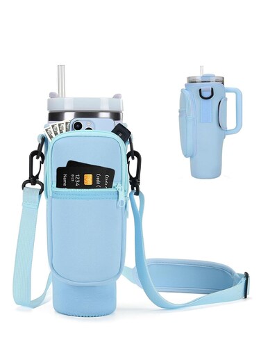 Water Bottle Carrier Bag For Stanley 40oz Tumbler With Handle, Water Bottle Holder with Adjustable Shoulder Strap for Stanley Cup Accessories For Travelling Hiking Camping
