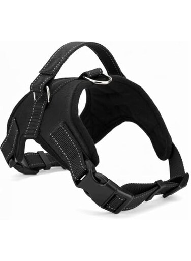 No Pull Reflective Dog Harness (Black) (M)