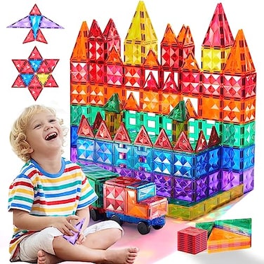 Mideer Magnetic Tiles, Building Tiles, 3D Building Blocks Construction, Magnet Set, Educational Gift For Girls Boys 3+ Years, Early Development Toy For Kids Preschool Learning (100 Pcs)