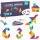 Mideer Wooden Pattern Blocks Colorful Geometric Shapes Tangram Puzzle Sorting And Stacking Travel Games Preschool Montessori Educational Learning Toys For Kids Ages 6+(7 Pieces &amp; 200 Patterns)