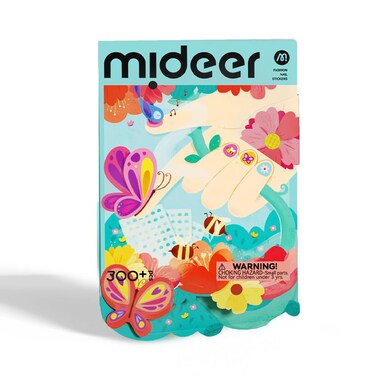 Mideer Nail Stickers - 300 Stickers For Kids - 4 Unique Styles: Glitter, Glow In The Dark, Laser, Diamond - Easy Peel, Sweat &amp; Water Resistant, Durable Material, Rounded Edges (Garden Party)