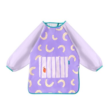 Mideer Waterproof Art Smock For Kids - High-Density Fabric, Stain-Resistant, Easy Clean, Lightweight &amp; Breathable, Soft Elastic Cuffs, Velcro Closure, Deep Pockets, Skin-Friendly Art Apron