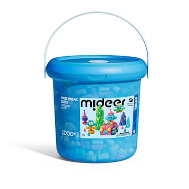 Mideer Maize Mosaic Blocks - All-Natural Corn Starch Blocks, No Glue Needed, 12 Colors, Creative Guide Cards, Whiteboard &amp; Pen, Fun Learning For Numbers, Alphabets &amp; Shapes (1000 Pieces)