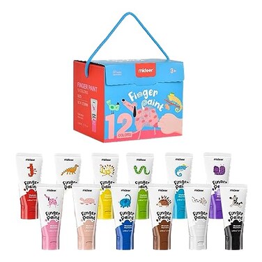 Mideer Finger Paints For Toddlers Non Toxic, Washable Finger Paint Set For Art Supplies For Kids, My First Fingerpaint Kit, Washable Paint For Kids DIY Crafts Painting (60ml, 12, Piece)