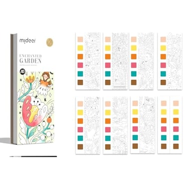 Mideer Pocket Watercolor Painting Book For Kids Ages 4-8+, Mess Free Paint With Water Coloring Books, Travel Watercolor Kit, Party Favors Arts Crafts Birthday Gifts For Girls - Enchanted Garden