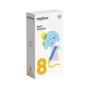 Mideer Washable Twistable Crayons Set For Kids - Non-Toxic Jumbo Crayons With Palm Grip, Art Tools For Boys Girls, Ideal Birthday Gift, Silky Washable Paint Crayons For Ages 3+ (8 Colors)