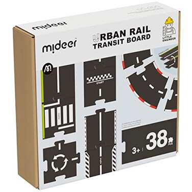 Mideer Urban Road Set, Build Your Own City 38 Piece Track, Puzzle Game, Pretend Play Car, Traffic Race Set, Educational Toys For Kids, Gift Idea For Boys &amp; Girls