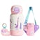 Mideer Insulated Kids Flask With Crossbody Bag - 480ml, 12-Hour Heat Retention, 3 Drinking Modes, Leakproof, 316 Stainless Steel, Glow-in-the-Dark, Name Tag, Easy To Clean (Pink Peacock)