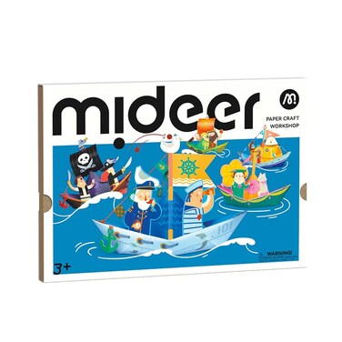 Mideer Paper Craft DIY Kit - 3D Origami For Kids With Pre-Fold Lines, No Scissors Or Glue Needed - Hydrophobic Paper With Creative Stickers &amp; Decals (Nautical Explorer)