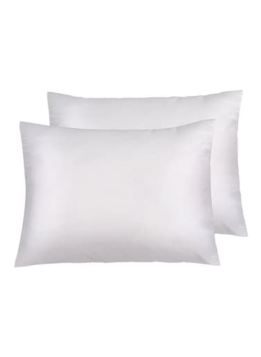 2-Piece Solid Pillowcases Satin White Housewife