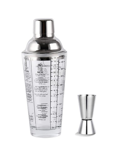 400ml Clear Glass Cocktail Shaker Cup With Measuring Jigger, Bartender Tools Kit, Drink Shaker with strainer for kitchens, bars, coffee shops, hotels, clubs