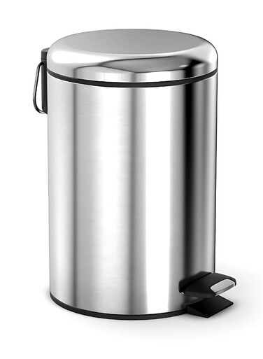 12 Liters Matte Finish Step Trash Can   Quiet-Close Lid, Fingerprint-Proof, Stainless Steel   Sleek Pedal Bin for Kitchen, Bathroom &amp; Home Use