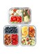 FIT Strong &amp; Healthy 3 Compartment Glass Meal Prep Containers [5 Pack, 32 Oz] - Glass Lunch Containers, Food Storage Containers with Lids (32 Ounces (3 Pack), Clear Lids)