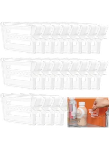 Tazweeq 12 Pcs Fridge Door Organizer, Adjustable Snap-on Refrigerator Door Organizer, Fridge Dividers Retractable Separators, for Home Kitchen Office Supplies, Transparent