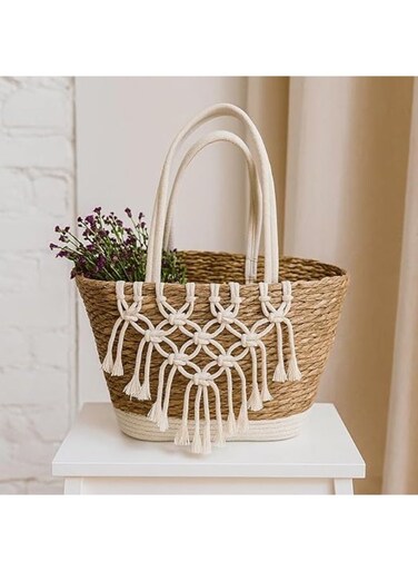 Chic Jute &amp; Fabric Storage Basket with Handles &acirc;&euro;&ldquo; Ideal for Toys, Blankets, and Laundry