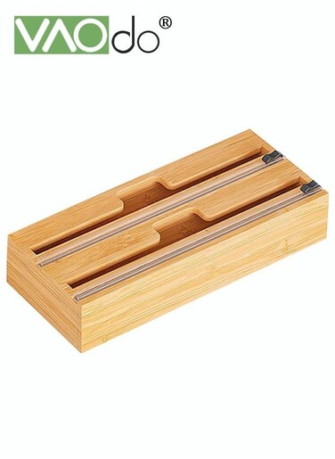 2 In 1 Packaging Storage Box Plastic Wrap Tin Foil Divider Wrap Organizer For Kitchen Storage Tissue Rack