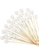 Picks - 100 Counts Decorative White Snowflake Toothpicks for Appetizers, 4.7 inch Long Bamboo Skewers Wooden Sticks for Winter, Fancy Party Decorations for Christmas, Wedding, Valentine's Day