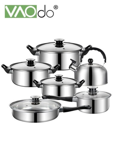 12PCS Stainless Steel pots and pans Kitchen Cookware Set Works with Induction Electric and Gas Cooktops Dishwasher Pots and Pans Kitchen Cooking Set with Stay-Cool Handles
