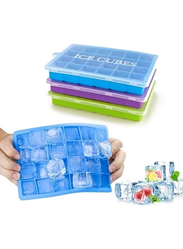 Silicone Ice Cube Tray 3 Pack, Easy Release ice cube tray with lid, BPA Free Ice Cubes Trays for Freezer,ice cube mold for Cocktail,Whiskey