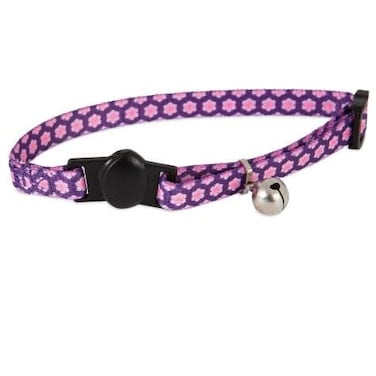 PETMATE ASPEN PET CAT COLLAR 3/8 x 8-12in RETRO FLOWER PURPLE