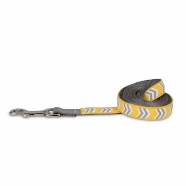 PETMATE RUBBER DOG LEASH 3/4in X6 YELLOW CHEVRON