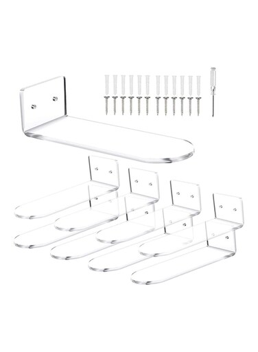 Floating Shoe Shelves for Closet Wall Set of 8   Floating Shoe Display Clear Acrylic Sneaker Shelves to Show Top Shoes and Sneaker Collection   Includes Shelves Shoe Organizers with Cross Screws